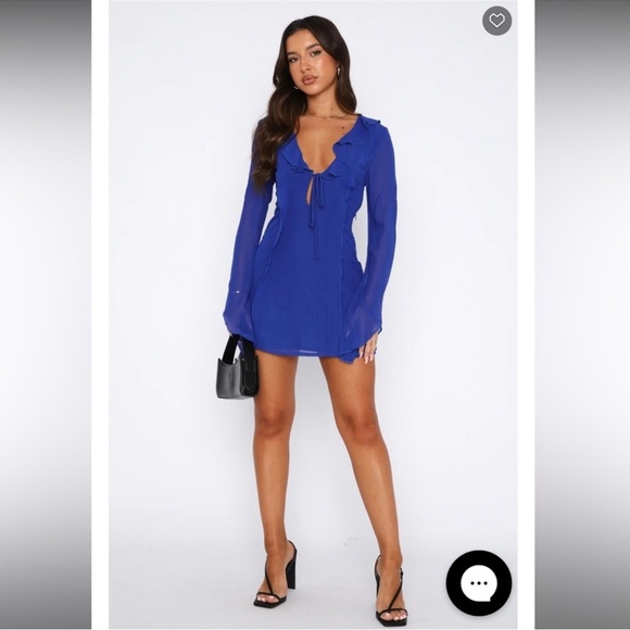 White Fox Falling to Pieces Azure Long Sleeve Blue Dress Womens Medium - Picture 1 of 16